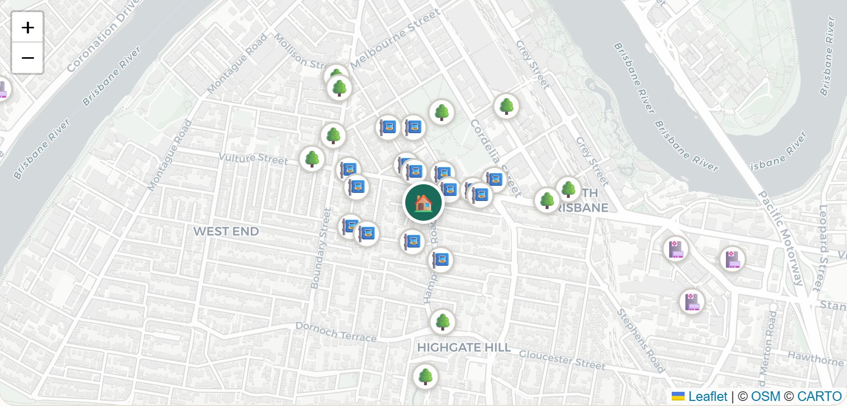 Map of HIGHGATE HILL, QLD showing St Nicholas Aged Care and nearby hospitals, parks and public transport